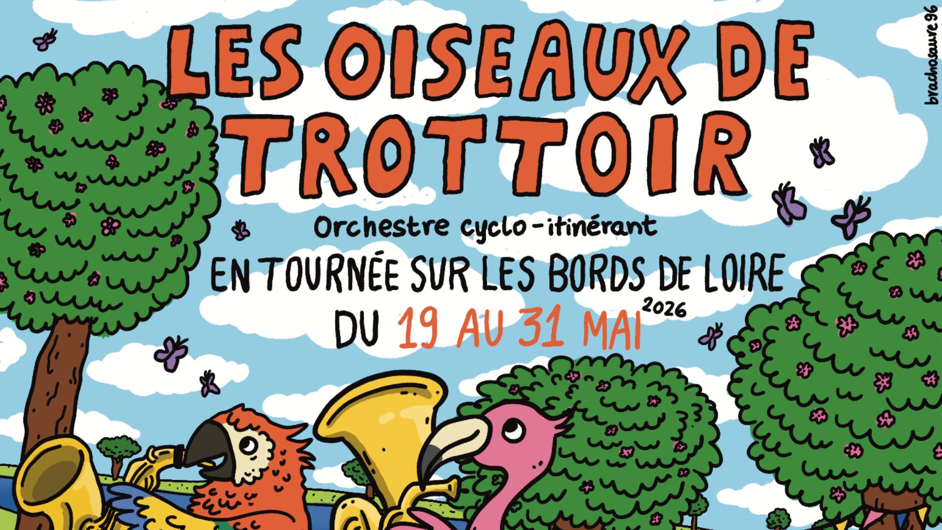 Affiche : Les oiseaux de trottoir - Orchestre cyclo itinérant à la Chaumière