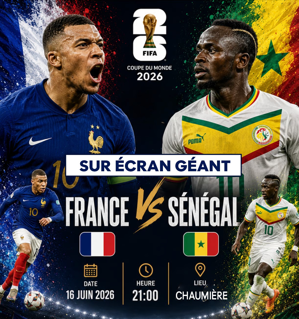 Affiche : FRANCE - SENEGAL : Coupe du Monde sur Écran Géant 